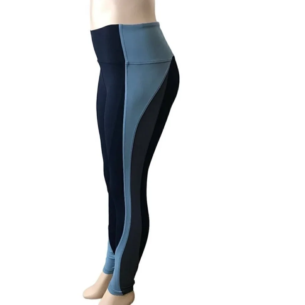LULULEMON Navy And Baby Blue Tights Size 6 - Picture 1 of 6